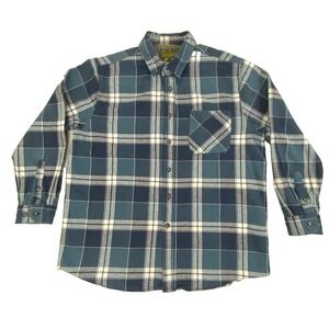 Anchorage Expedition Men Heavy Flannel Shirt XL Blue Plaid Outdoor Thick Cotton